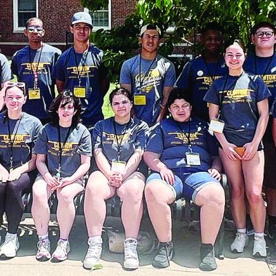 The Special Olympics team for Clinton came together for a team photo during the Summer Special Olympics State Games in Stillwater. Pictured in front, from left, are Bella Bridgeman, Lily Adkinson, Jade Hall, Olivia Campbell, Winter Lee, Tatum Shackelford,