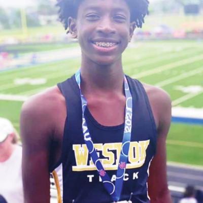 CDN | Courtesy Photo Clinton upcoming eighth grader Atticus Thompson qualified for the AAU Junior Olympics in the long jump (first place) and the 200-meter dash (third place). Young Clinton track