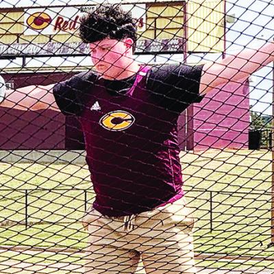 Clinton’s Layne Spitz competes in the discus event during the Kay Crenshaw Invitational Track Meet Saturday at the high school. CDN | Courtesy photo