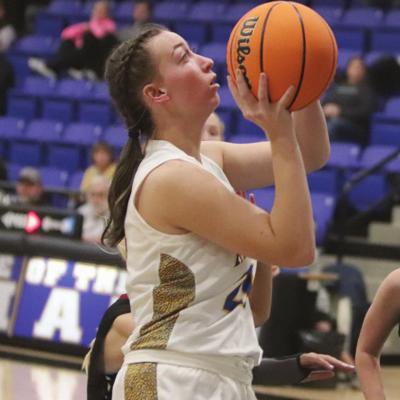 Bailey Walker goes up for a layup in A-B’s season opener versus Arnett. Walker scored 11 points in the recent win. CDN | Adam Ewing Arapaho-Butler cruises versus Arnett