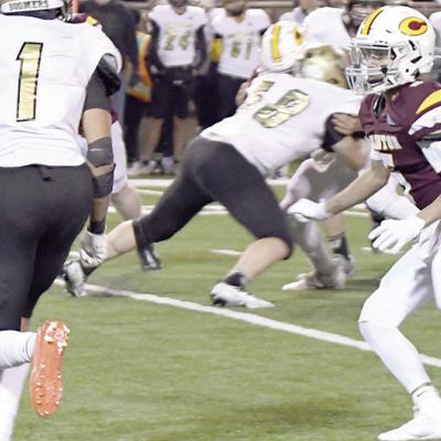 Clinton senior No. 5 Cameron Castro seeks to make a block in the Red Tornadoes’ contest against Woodward. CDN |John Kinsey Castro makes lasting memories with teamm