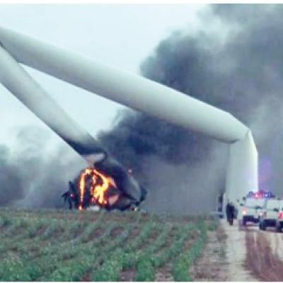 Wind turbine catches fire