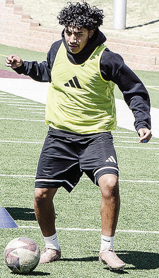 Clinton’s Eli Velez controls the ball in a drill during practice in the Tornado Bowl. CDN | Sam Goodwyn
