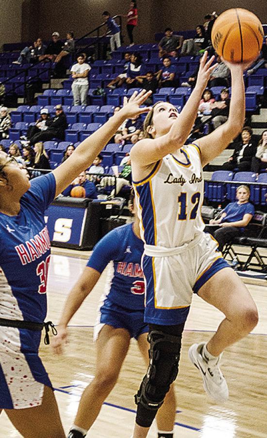 Arapaho-Butler’s Channing Cudd goes up for a layup during the Lady Indians’ home game against Hammon. CDN | Sam Goodwyn