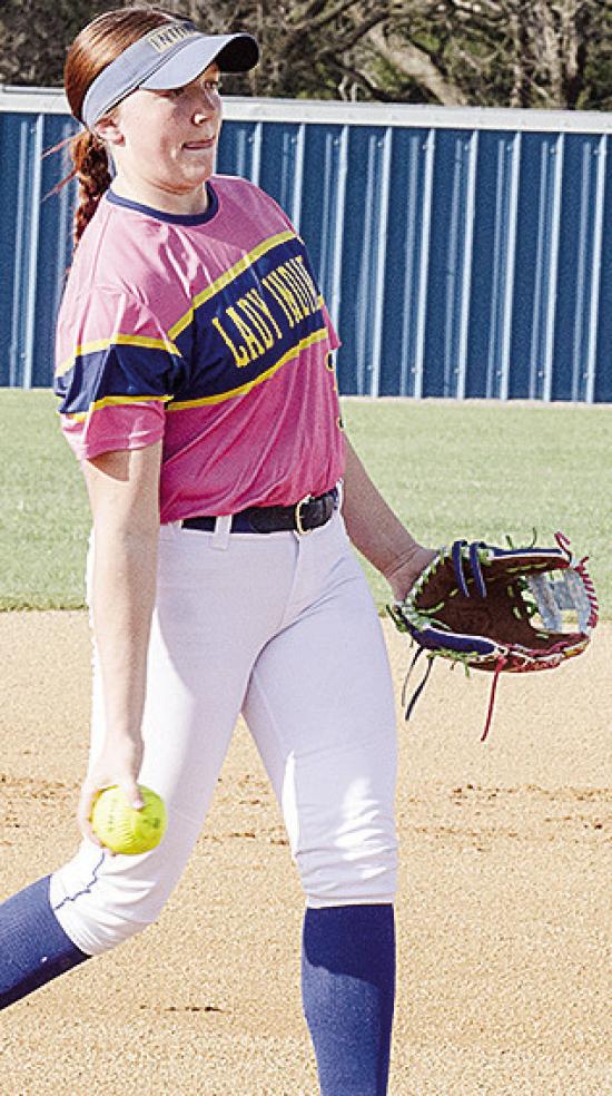 Arapaho-Butler’s Lauryn McHenry pitches during the Lady Indians’ win over Seiling. CDN | Sam Goodwyn