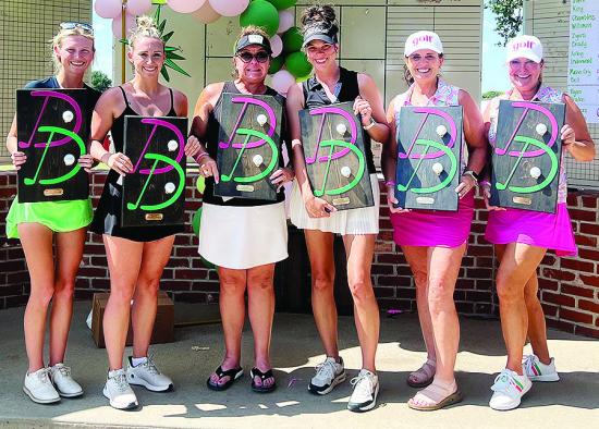 The Clinton branch of the Women’s Golf Association held its first all-women’s tournament at Riverside Golf Course last month. Pictured, from left, are Birdie and Megan Brown of Cordell, who won the Championship Flight; Andrea Wiseman and Kasey Filyaw The Clinton branch of the Women’s Golf Association held its first all-women’s tournament at Riverside Golf Course last month. Pictured, from left, are Birdie and Megan Brown of Cordell, who won the Championship Flight; Andrea Wiseman and Kasey Filyaw