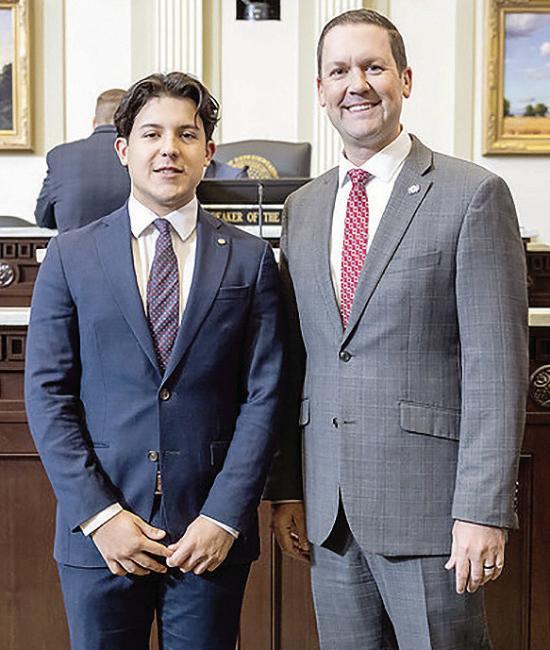 Clinton High School Senior Sutton Hernandez, left, with Oklahoma House Speaker Pro Tempore Anthony Moore after being invited to page at the Oklahoma State Capitol. CDN | Courtesy photo