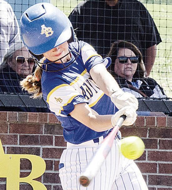 A-B’s Kylin Oakes uses all of her strength to smash the ball Tuesday during the Lady Indians’ win over Fletcher. CDN | Sam Goodwyn