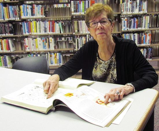 Donna Carter points out the path of the 1947 tornado that tore through Woodward when she was 6 years old. CDN | Christian Jacobsen