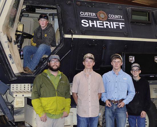 These are the Arapaho-Butler High School ag students that get to work on the Custer County Armored Rescue Vehicle to install seating in the back. Pictured from left are Conner Kreizenbeck, Mitchell Hunter, John Vela, Jantz Baker, and Hunter Baker. CDN | C