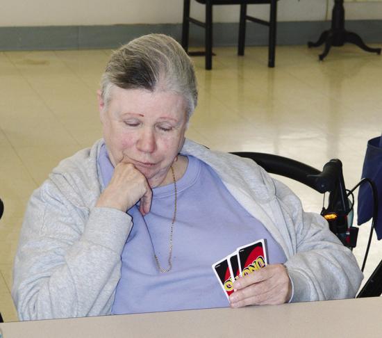 Paulyn West is hoping the color changes to one she has during Uno and Milkshakes at River Valley Therapy Center. CDN | Christian Jacobsen