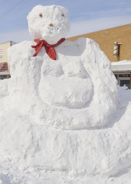 What to do with an overabundance of snow piled up on the road? Make a snow teddy bear of course. That was the case in this creation located in the 700 block of Frisco Avenue. CDN | Micah Ashcraft