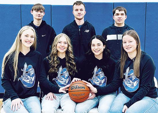 Corn Bible Academy’s homecoming court is all smiles as they take a group photo. CBA’s homecoming was rescheduled to next Thursday against Mt. View after its original homecoming was cancelled to due to illness. Pictured, from left, in front are Gretta Corn Bible Academy’s homecoming court is all smiles as they take a group photo. CBA’s homecoming was rescheduled to next Thursday against Mt. View after its original homecoming was cancelled to due to illness. Pictured, from left, in front are Gretta