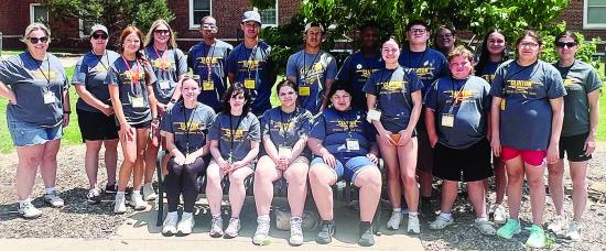 The Special Olympics team for Clinton came together for a team photo during the Summer Special Olympics State Games in Stillwater. Pictured in front, from left, are Bella Bridgeman, Lily Adkinson, Jade Hall, Olivia Campbell, Winter Lee, Tatum Shackelford,