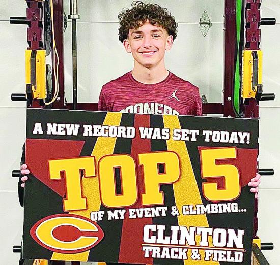 Clinton’s Bentlee Hernandez smiles after cracking the top-five in school history for his events at the Clancy Classic track and field meet at Bishop McGuiness last week. CDN | Courtesy photo