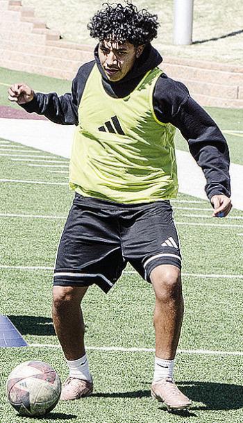 Clinton’s Eli Velez controls the ball in a drill during practice in the Tornado Bowl. CDN | Sam Goodwyn