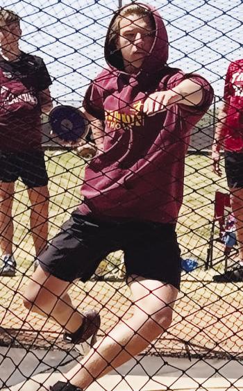 Liam Lofland prepares to throw the discuss during a recent Clinton Middle School track meet. CDN |Courtesy Photo