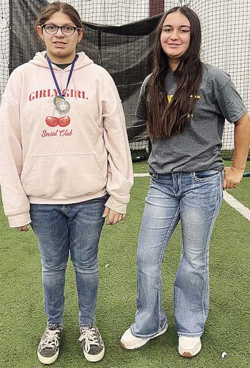 Sophia Williams, left, and Sawyer Acosta smile after competing at the Area Special Olympics Unified Bocce Ball Tournament at Clinton High School. CDN |Courtesy Photo