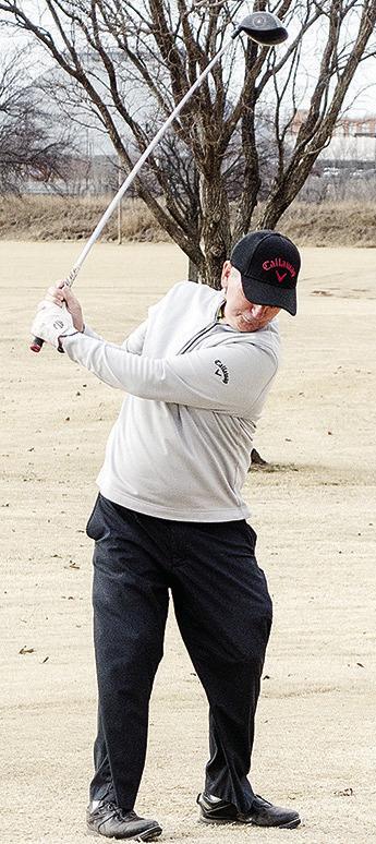 Bob Jacobson takes a swing during a round of golf Wednesday at Riverside Golf Course. CDN | Sam Goodwyn