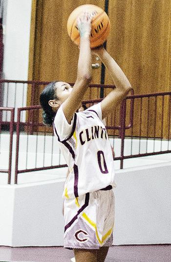 Clinton’s Catileya Huddlen goes up for the layup during the girls’ seventh-grade game against Anadarko in the Tornado Dome. CDN |Sam Goodwyn